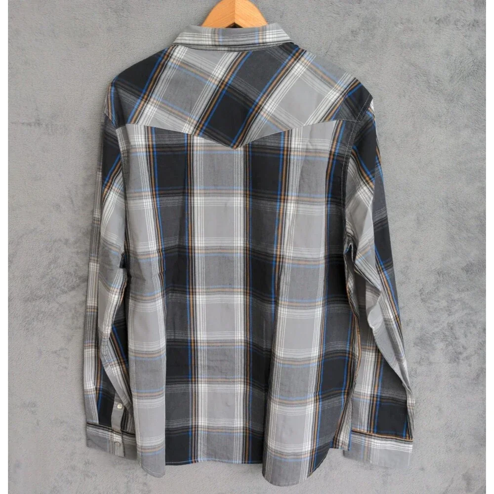 NWT Levi's Western Pearl Snap Shirt Mens L Plaid Standard Fit Long Sleeve